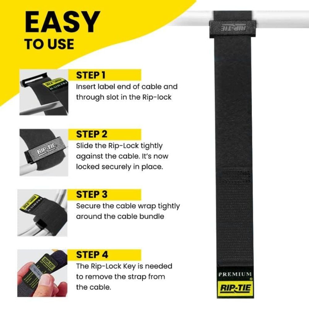 Rip-Tie 1 x 6.5" Rip-Lock CableWrap 10-Pack (Black)