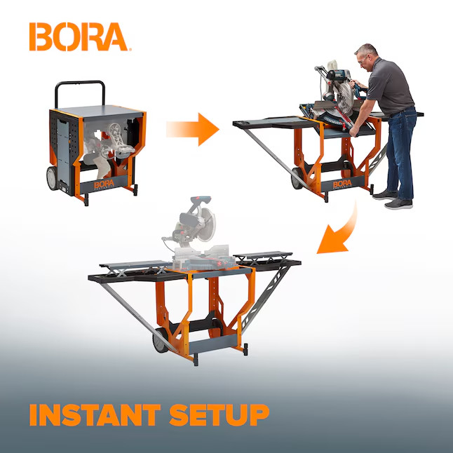 BORA Steel Adjustable Rolling Miter Saw Stand