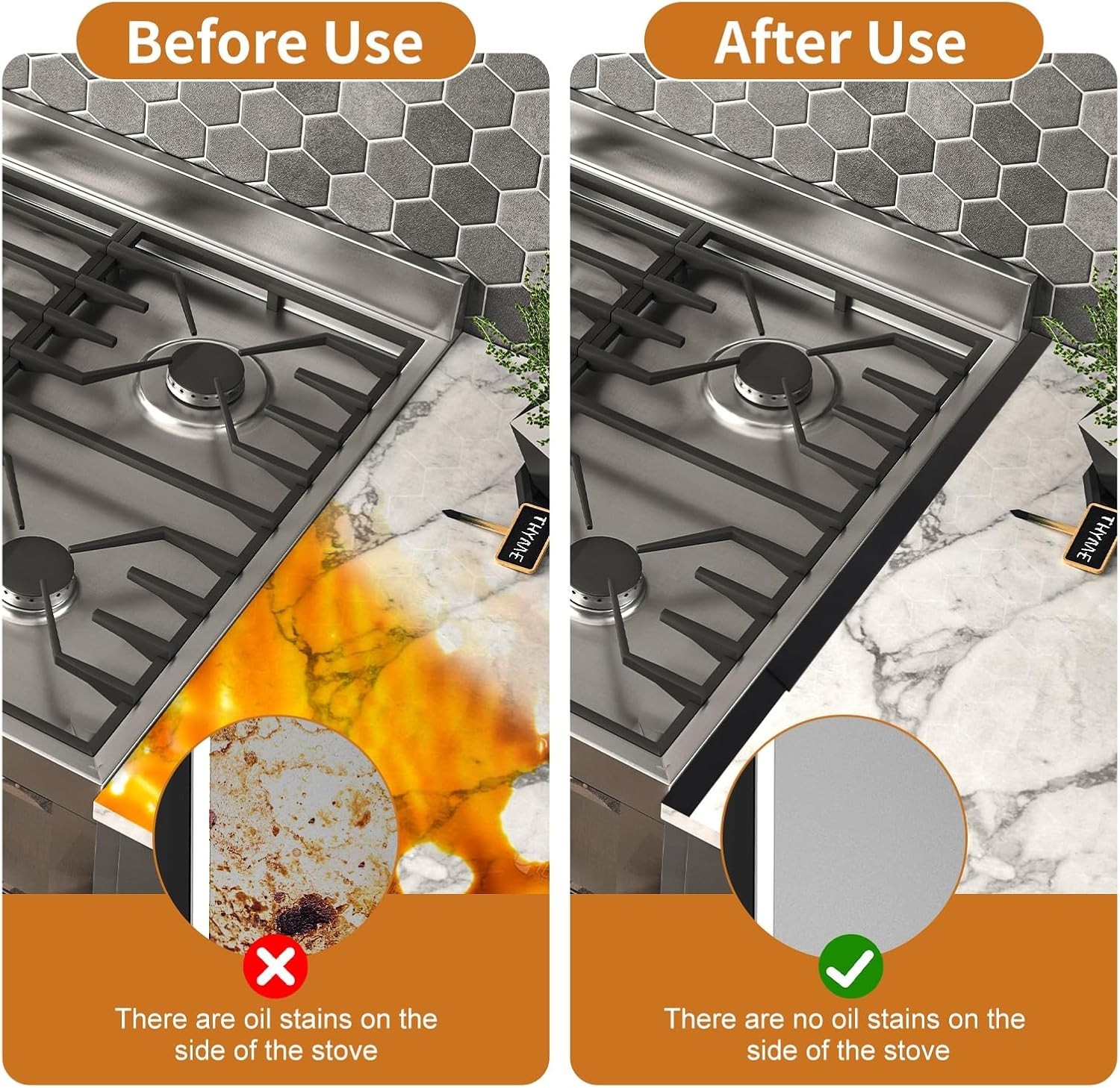 2 Pack Stove Counter Gap Cover Stainless Steel,Stove Guard for Kitchen Oven Coun