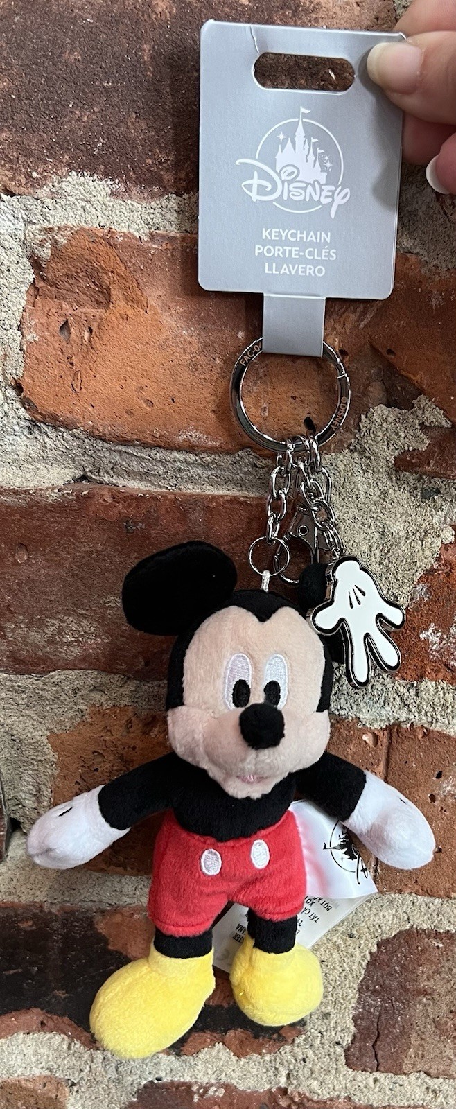 Disney Parks Mickey Mouse Plush Keychain with Hand Bag Charm NEW