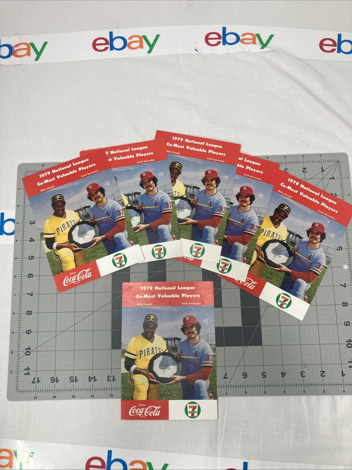 1979 NL Co-MVP Willie Stargell Keith Hernandez Coca-Cola 7-11 7x5 Card LOT OF 6