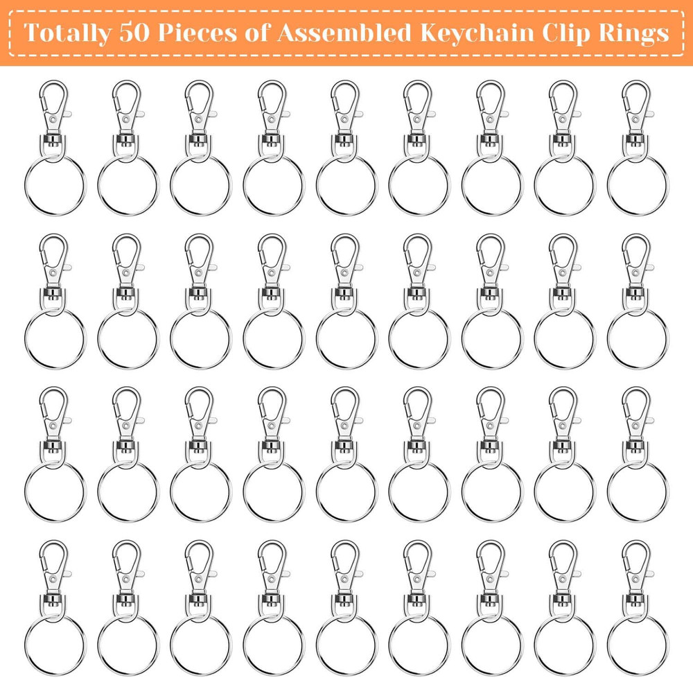 50 Sets Keychain Rings for Crafts, Assembled Key Chains Hardware for Key Chains,