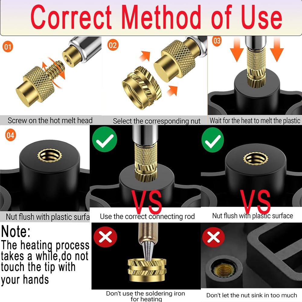 Heat-Set Insert Tip Set - Soldering Iron with 235Pcs Thread Inserts, 2Pcs M3 ...