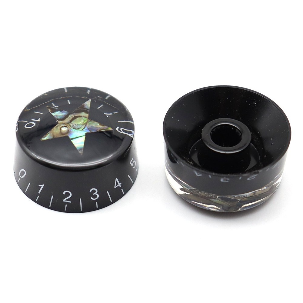 4Pcs Acrylic Guitar Knobs Black Inlaid Abalone Star Volume Tone Control Knobs