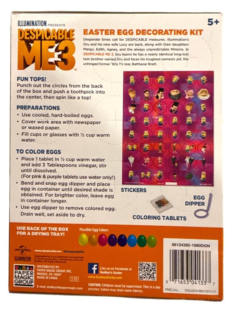 Illumination DESPICABLE ME 3 Easter Egg Decorating Kit Coloring Tablet+ Sticker+