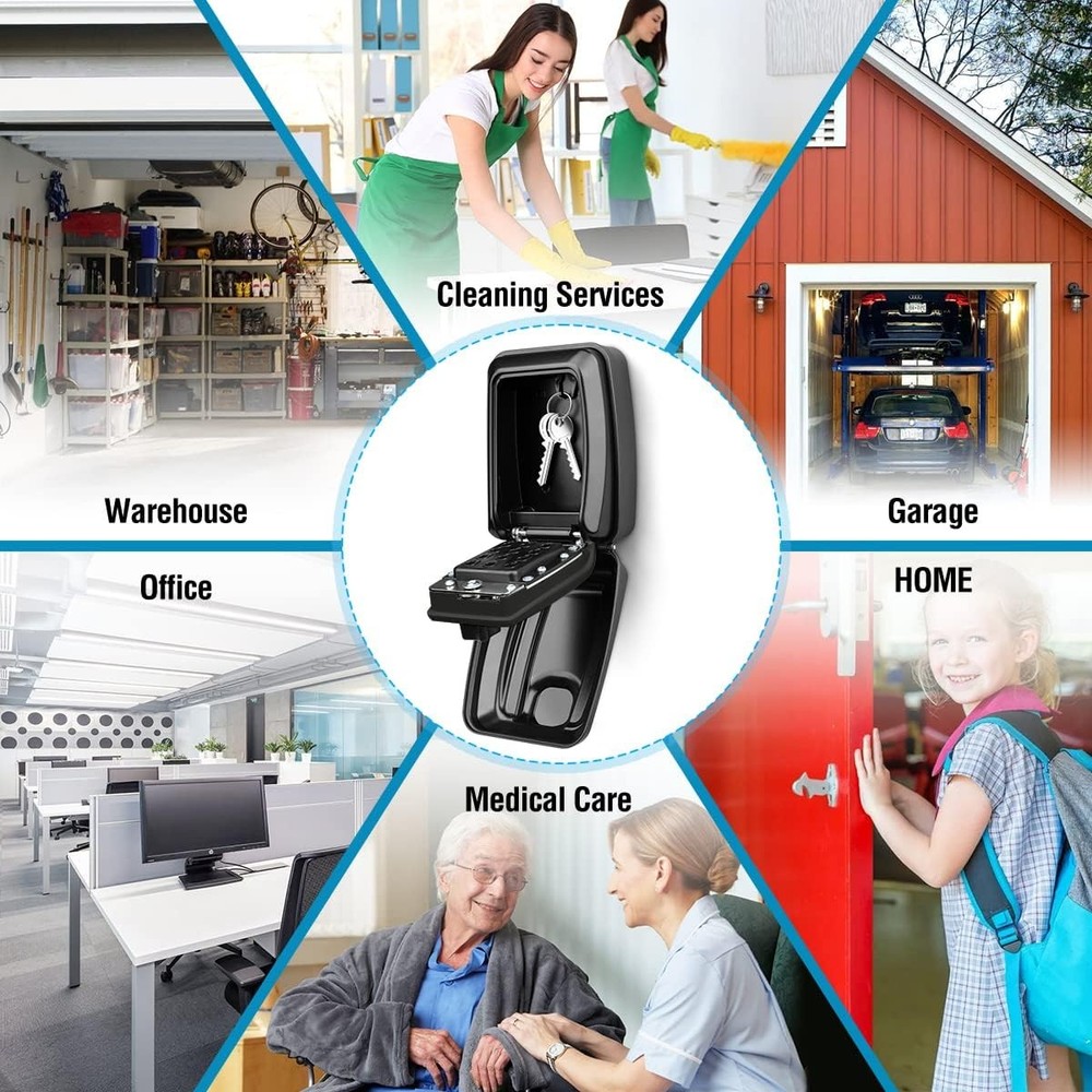 Key Lock Box Wall Mount with Code, Key Lock Box for Outside, Waterproof Key S...