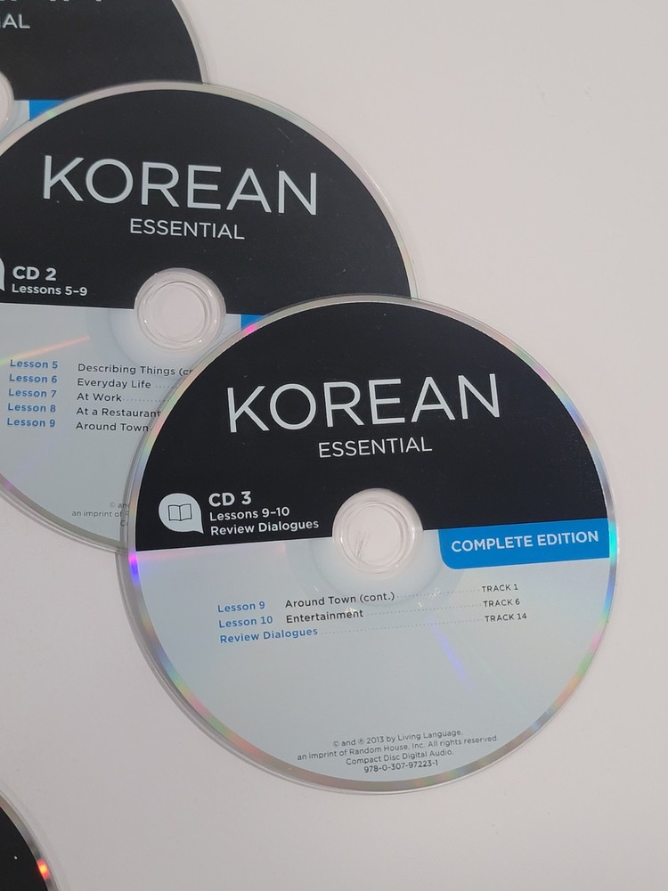 9 Korean Loose Language Audio CDs - Essential, Intermediate, & Advanced