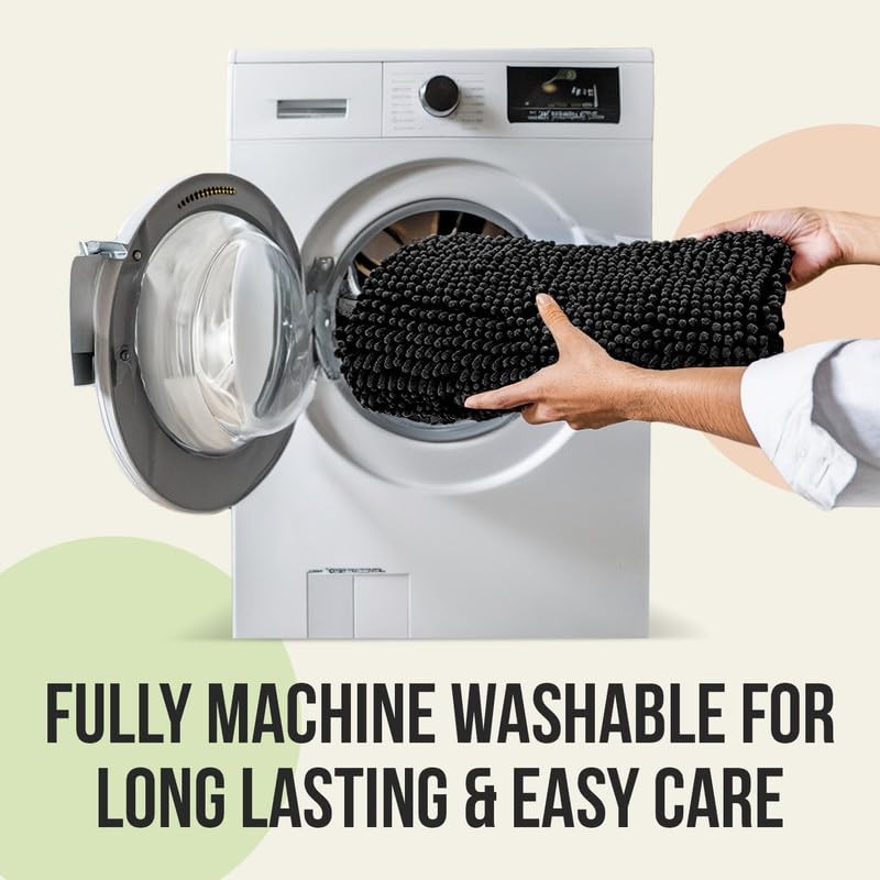 Chenille Bath Mats, Plush Absorbent Bath Mats Quick Dry, Soft Machine Washab...