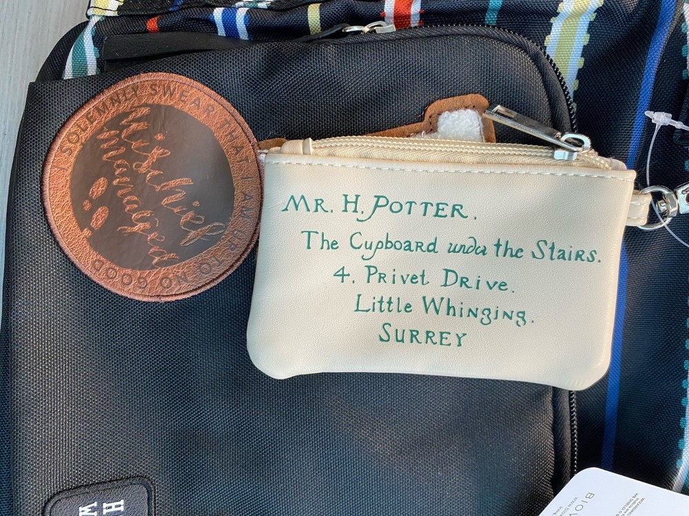 Harry Potter Black Multi-Striped Patch Rucksack Backpack