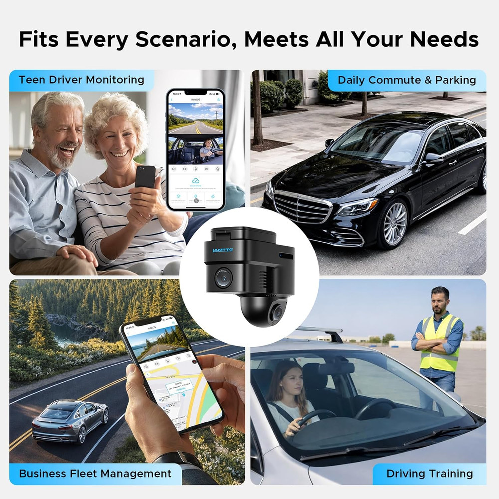 LAMTTO 4G LTE Dash Cam Front and Inside, Dual Dash Camera with Remote Live View