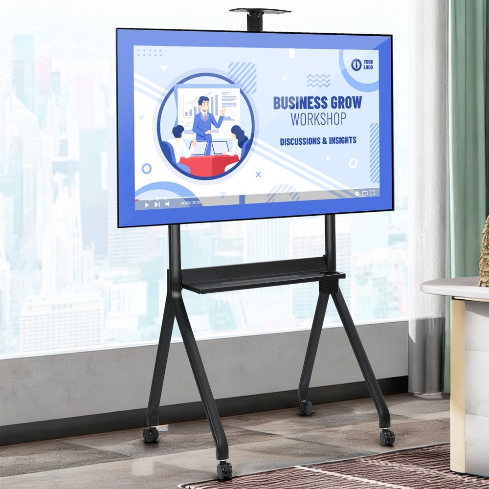 Smart Board Stand for 42"-86"Interactive Whiteboard Mobile Lockable Wheels Black