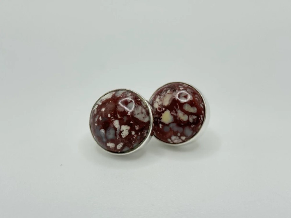 Jay King Sterling Silver Breccia Tein Jasper Stud Earrings.