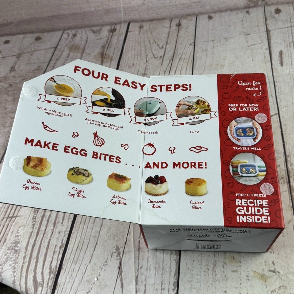 Dash Egg Bite Maker Aqua Mini Breakfast Sandwich Cooker 4 Cup Nonstick