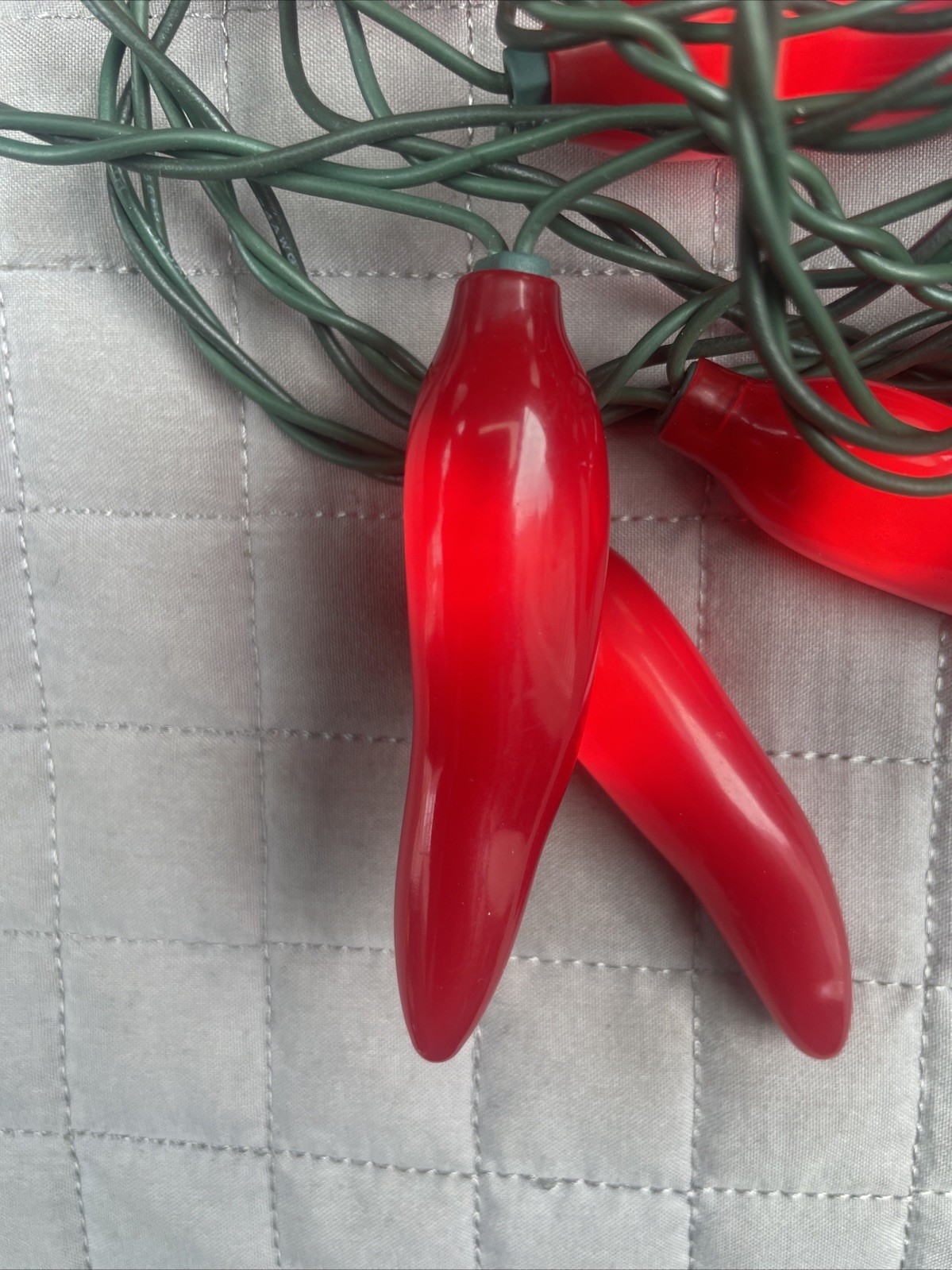 35 Red Chili Pepper Lights Soft Rubber Tested Working Vintage 1996 Kitchen Decor