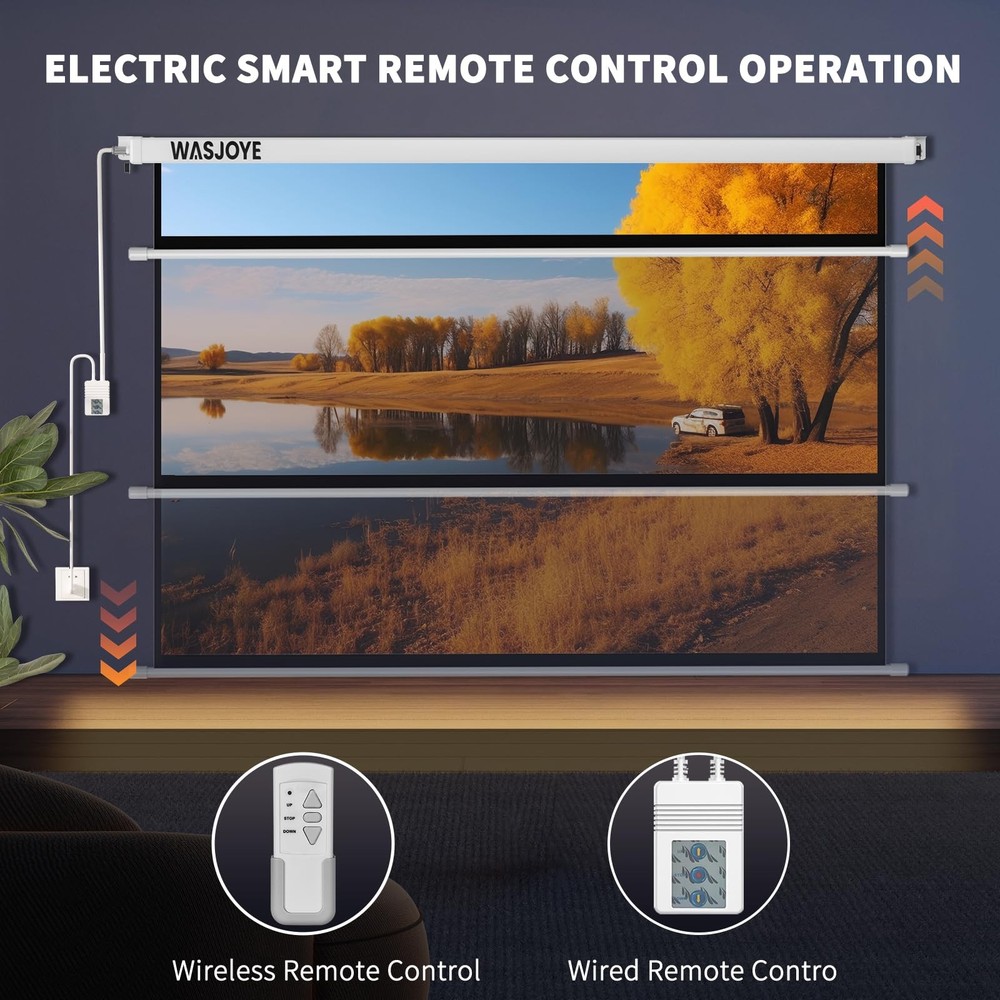 Motorised Projector Screen 120" - 16:9 Electric Projector Screen Wall/Ceiling...