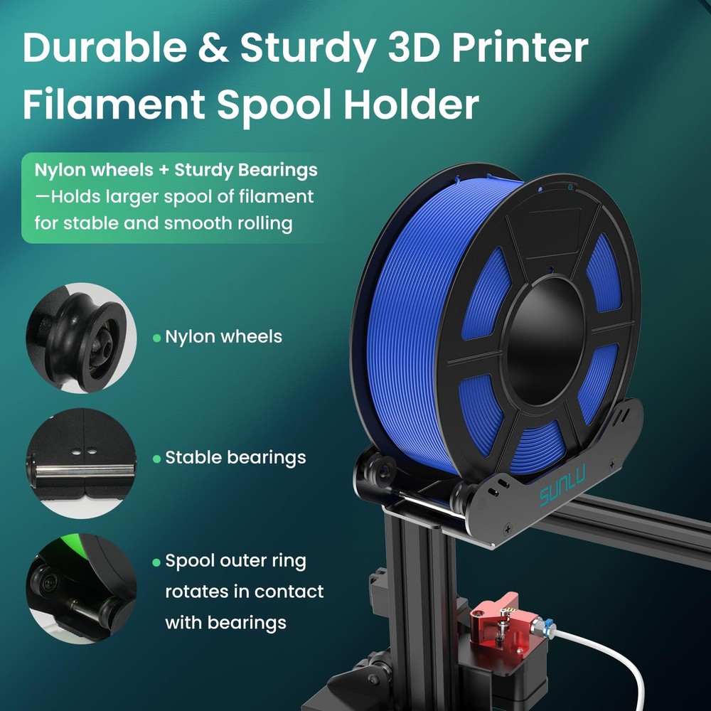 SUNLU 3D Printer Filament Holder, Spool Easy 1 Piece, Black