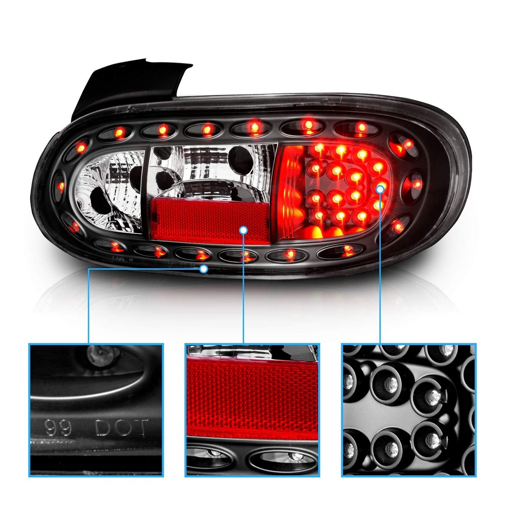 Led 尾灯黑色适用于 1999 - 2005 年马自达 Miata - 乘客和驾驶员侧