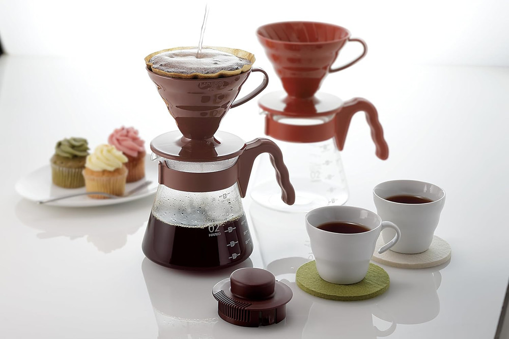 V60 Pour over Coffee Starter Set, Size 02, Brown