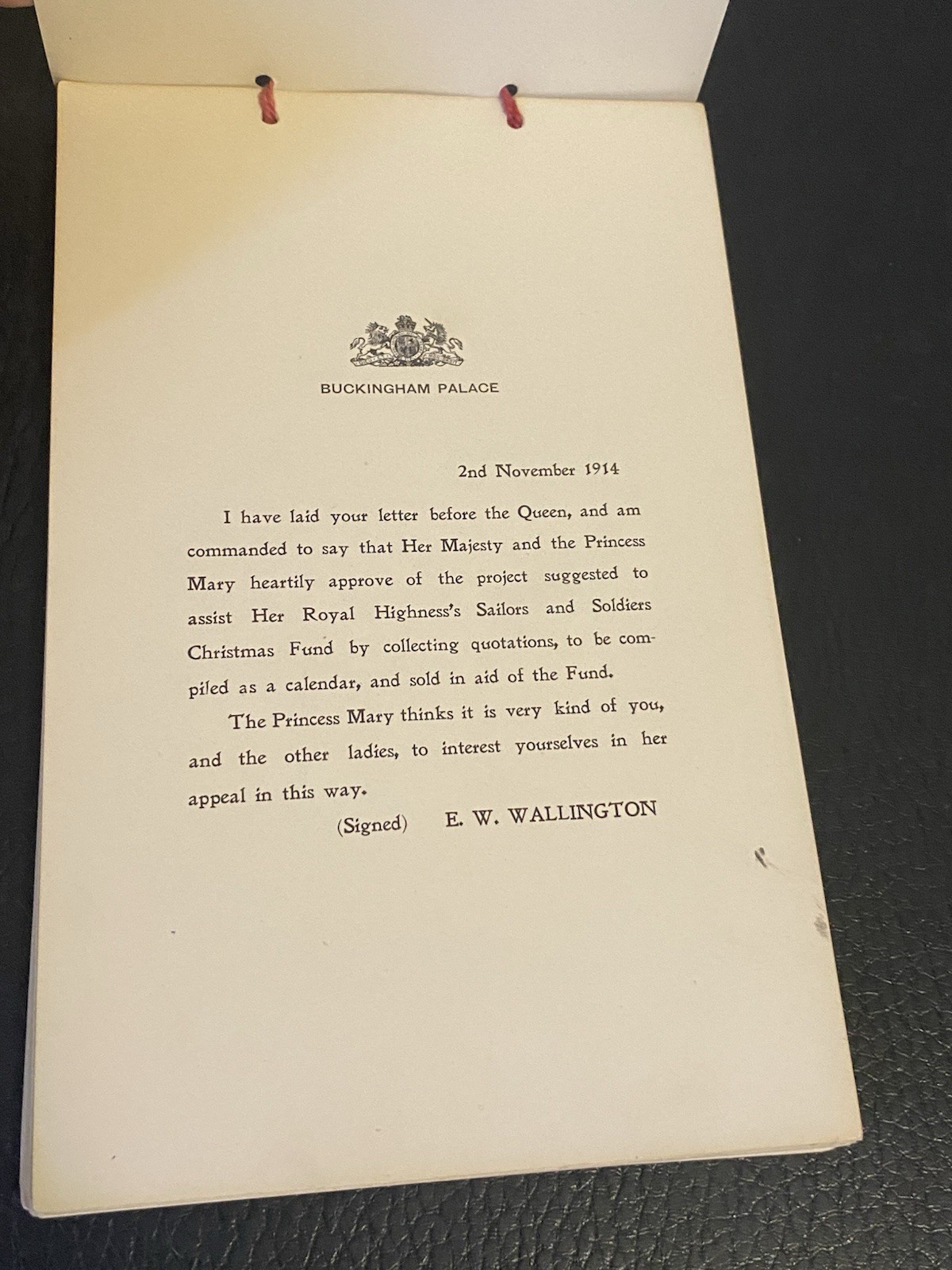 1915 BRITISH WWI WAR CALENDAR FOR SAILORS SOLDIERS CHRISTMAS FUND QUOTATIONS