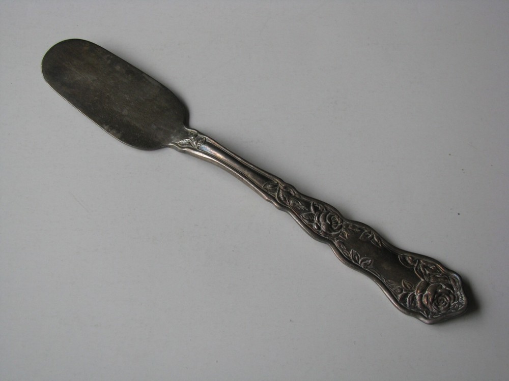 Vtg Wm William Rogers & Son AA Silver Plate Flatware 6' Butter Knife Rose Flower