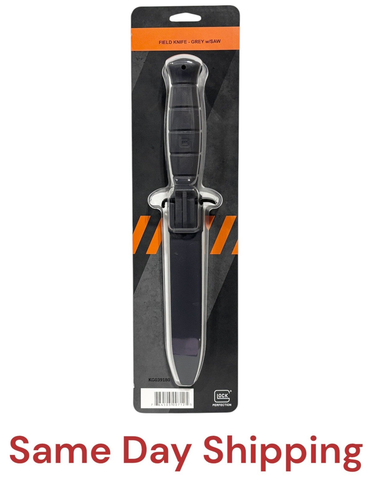 New Glock Field Knife Fixed Blade Grey Plain Root Saw 6.5" w/ Sheath KG039180