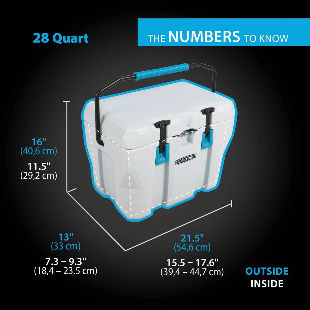 28 Quart New High-Performance Polyethylene Cooler, Gray