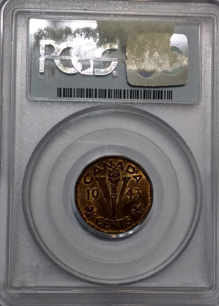 1943 Canada 5 Cents PCGS MS63