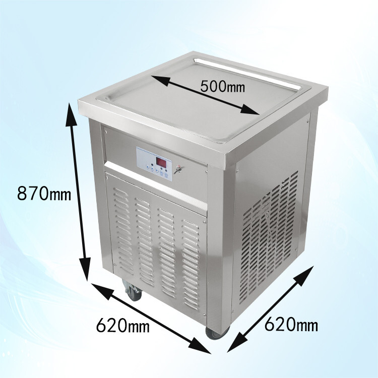 Kolice Commercial 21"x21" ETL Single Square Ice Pan Fry Ice Cream Roll Machine