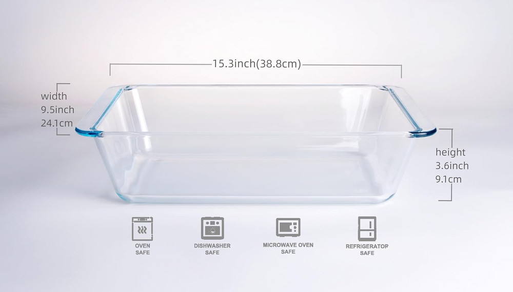 Deep Clear Glass Baking Dish, Rectangular Tempered Glass Baking Pan the Largest