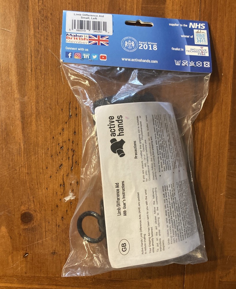 Active Hands Limb Difference Gripping Aid | Small Size For Left Hand | Black!