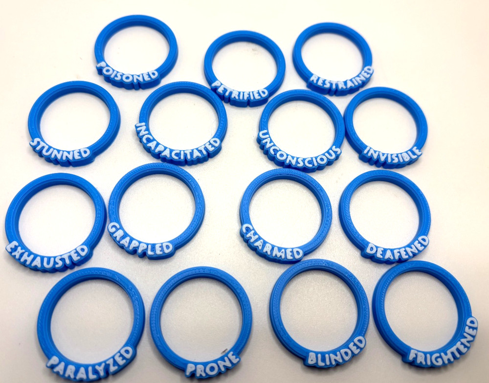 Custom 3D Printed Condition Rings for Tabletop RPGs - Track Status Effects.