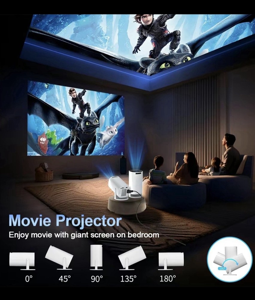 Smart Audio Projector 2025 | Android Wired Bundle | Bedroom Outdoor