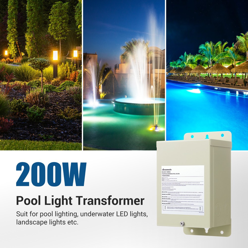 DEWENWILS 200W Pool Light Transformer for Swimming Lighting Durable & Safe