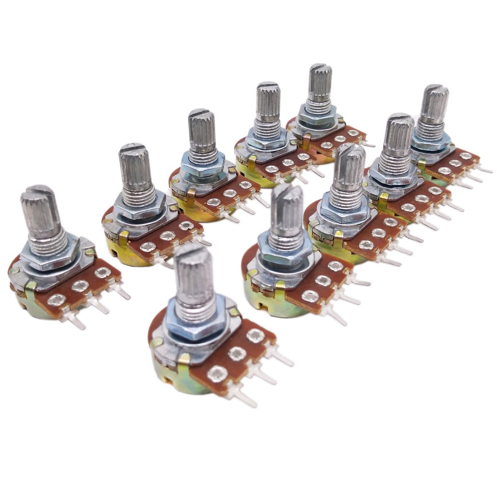 10pcs 5K ohm Linear Taper Rotary Potentiometer Panel pot B5K 15mm