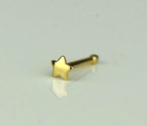 14k Yellow or White Gold Star Piercing Stud
