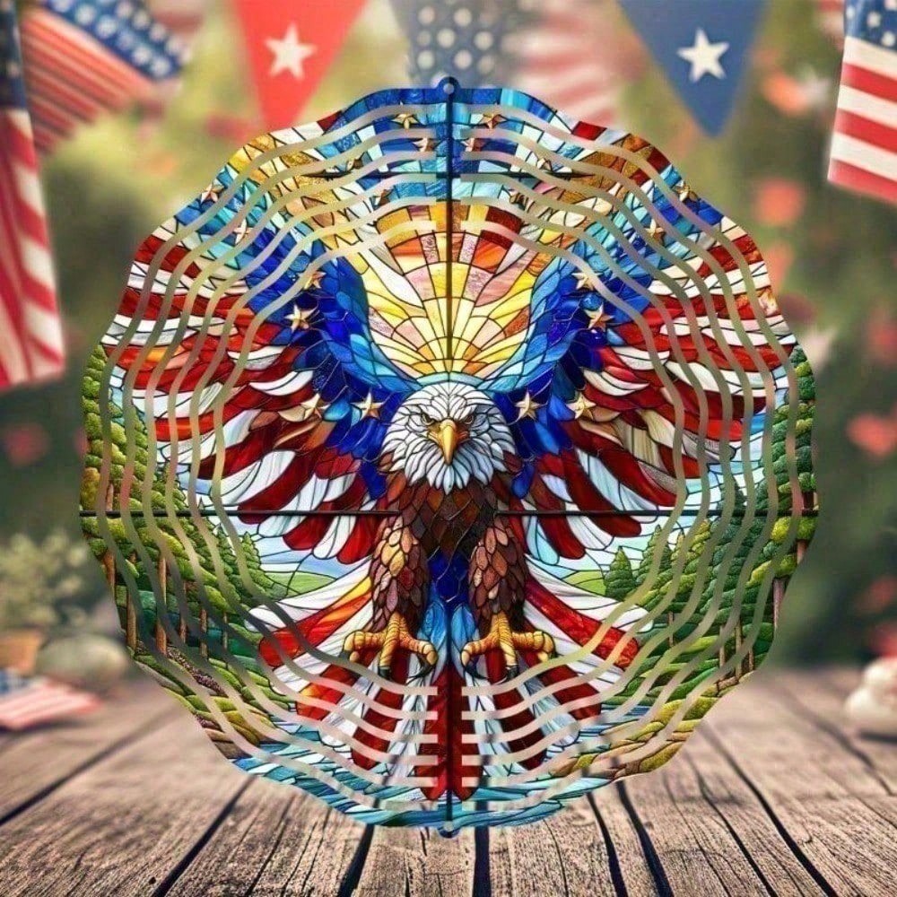3D American Flag Wind Spinner - Patriotic Eagle Spinner