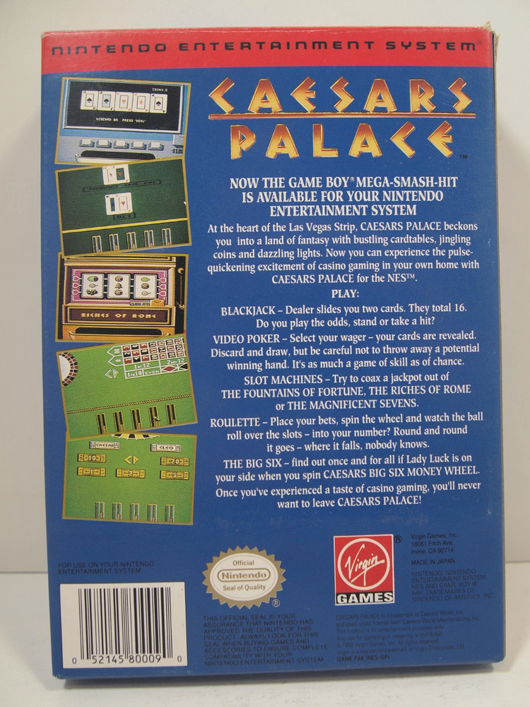 Caesars Palace (Nintendo Entertainment System | NES) Authentic BOX ONLY