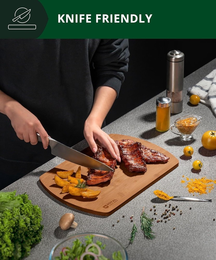 Bamboo Cutting Board Set - 2-Piece Lightweight Kitchen Prep Boards