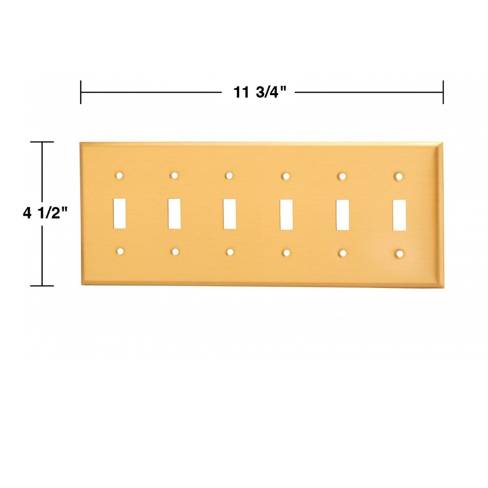2 Switch Plate Brushed Solid Brass Six Toggle | Renovator's Supply