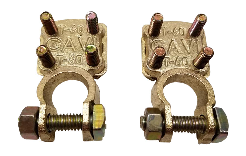 2x Solid Brass Heavy Duty battery top post cable terminal Wire terminals 4 screw