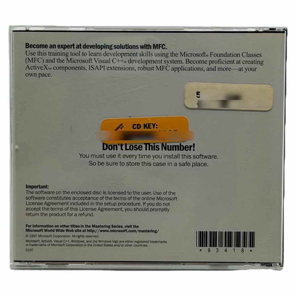 Microsoft Mastering MFC Development using Visual C++ 5.0 Software w/ CD Key