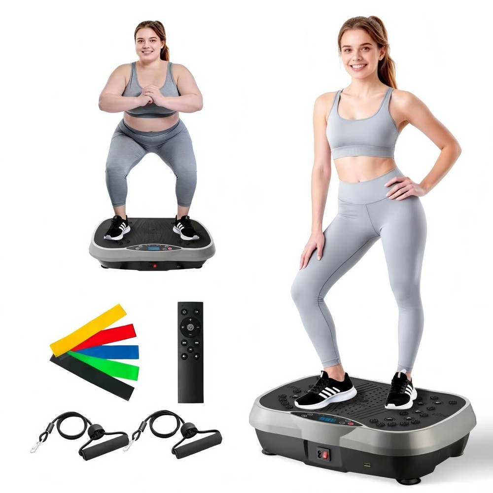 Vibration Plate Exercise Machine, 10 Preset Modes & 200-Level Full Body Worko...