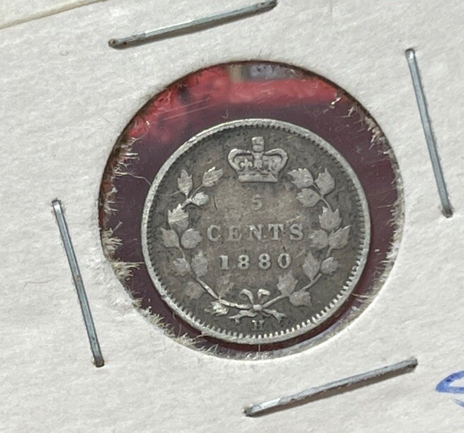 1880 H Canada 5 Cents Silver Coin