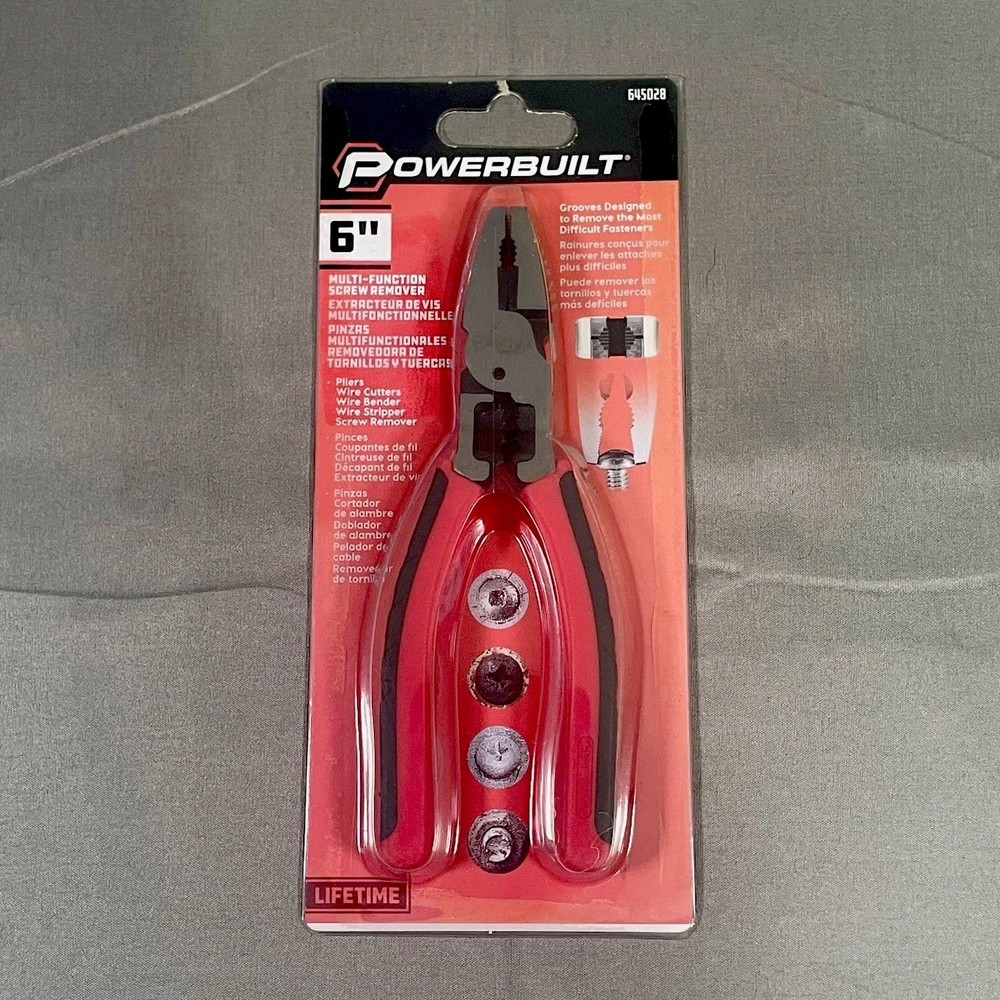 Powerbuilt 6" Multi-Function Screw Remover Pliers Cutter Stripper Tool 645028