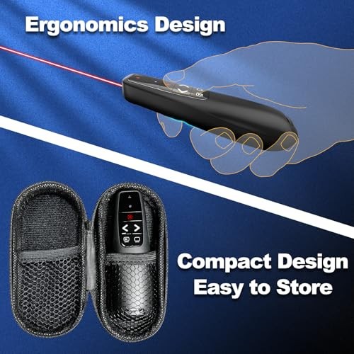 Presentation Clicker with Case Storage: Wireless Presenter Red Laser + Case