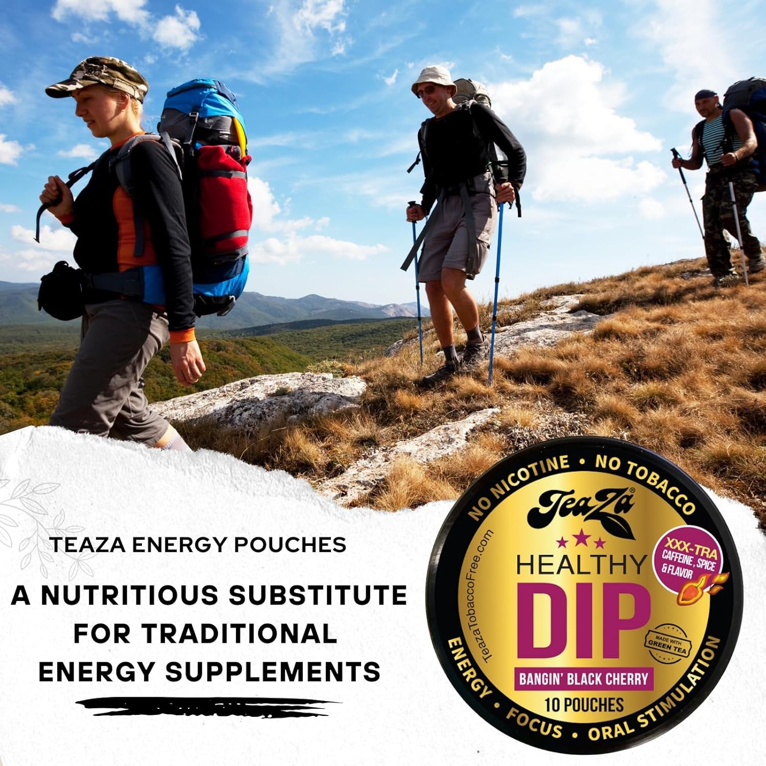 Herbal Energy Pouches Nicotine Tobacco Free Caffeine Pouches Bangin Black Cherry