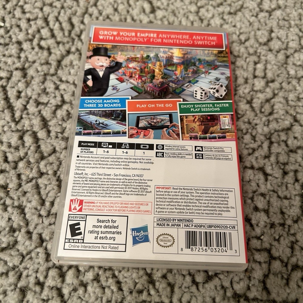 MONOPOLY Nintendo Switch - CASE ONLY - NO GAME