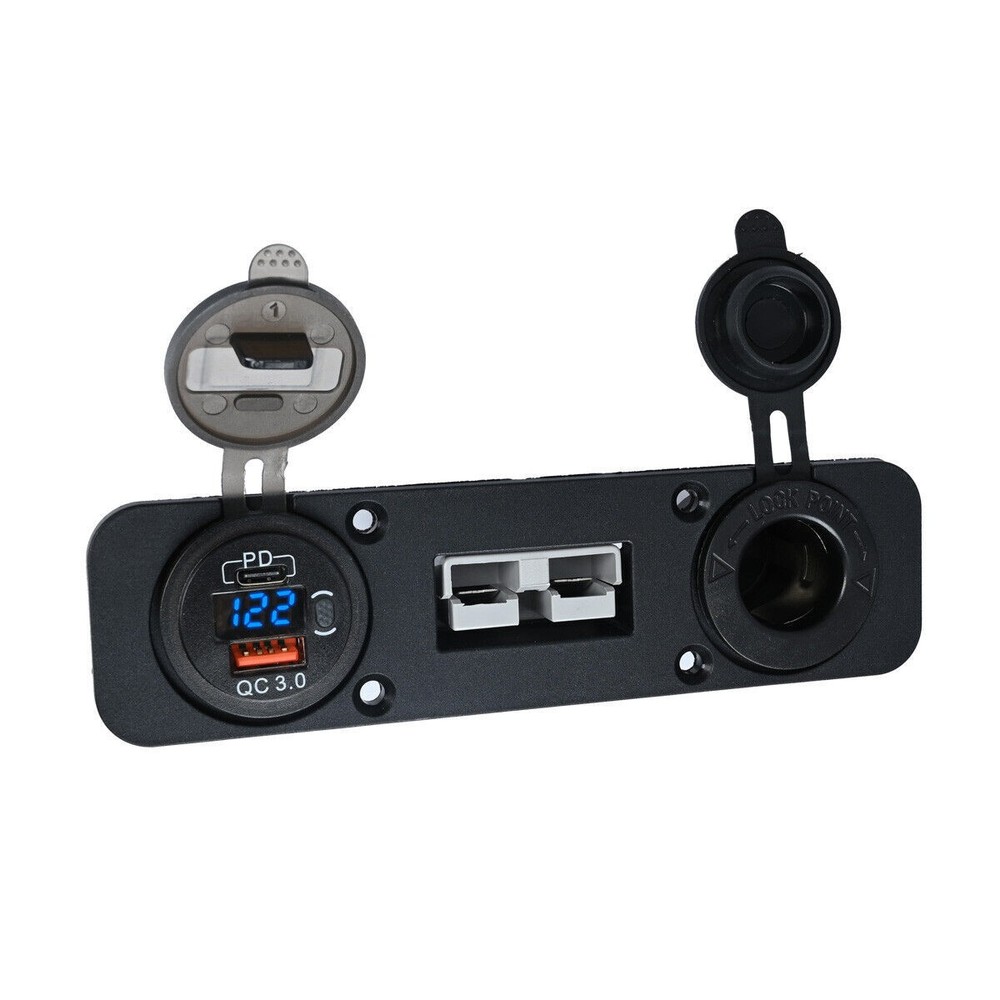 50 Amp For Anderson Plug USB 3.0 +PD Type-C Charger Cigarette Socket Flush Mount