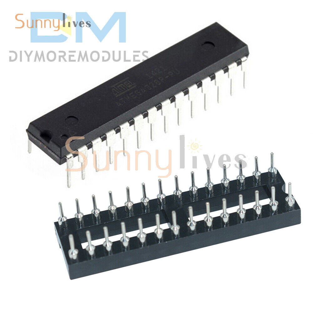 IC ATMEGA328P-PU ATMEGA328P DIP28 Microcontroller ATMEL + 28Pin Narrow IC Socket