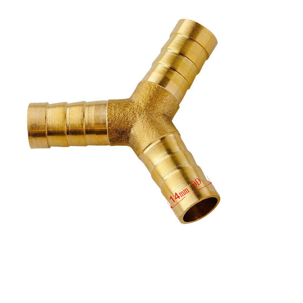 1/2" large 14mm Barb OD Brass Shaped Y 3 Ways Fitting Intersection Split Splicer